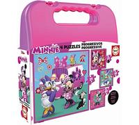 Educa - Disney Mickey Top Départ Malette Puzzles Progressifs Minnie et The Happy Helpers (12-16-20-25) | Jeu Éducatif, 17638, Cranberry