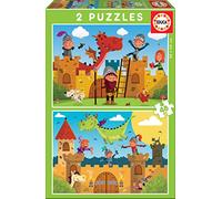Educa - Dragons et Chevaliers. 2 Puzzles Enfant 48 pièces. +4 Ans (17151)
