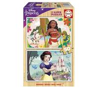 Educa - Ensemble de 2 Enfants de Bois avec 50 pièces chacun | Disney Princess (Vaiana + Blanche-Neige). Mesure: 28 x 20 cm. Recommandé de 5 Ans (19961)