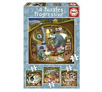 Educa Borrás - Ensemble 4 puzzles progressifs Forest Stories - 12–25 pièces - 16x16 cm - 3 ans