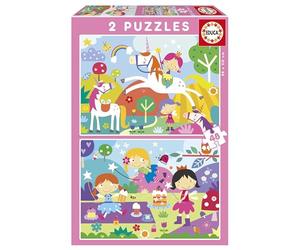 Educa - Fantasy World. Ensemble de 2 Puzzles avec 48 pièces chacun composés de Grandes pièces Parfaitement finies pour Que sa Manipulation (19993) Soit Simple et sûre