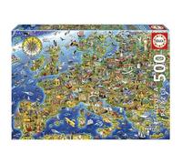 Educa Borrás Puzzle La folle carte d'Europe 500 pièces - Carte géographique 48 x 34 cm Dès 11 ans
