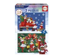 Educa - Lot de 2 Puzzles The Elf on The Shelf 2 x 100 pièces de Noël pour | Deux puzzles avec l'elfe explorateur de Noël, pièces bien finies, cadeau de saison, à partir de 6 ans (20863)