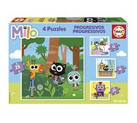 Educa Borrás – Lot de 4 puzzles progressifs Milo – 12 à 25 pièces, 16×16 cm, dès 3 ans