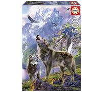 Educa - Loups sur Les Rochers Puzzle 500 pièces | Meute de Loups Montagne Nature Animaux | 34 x 48 cm | Dès 11 Ans (19548)