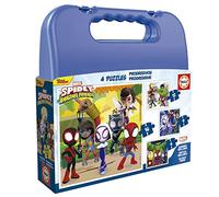Educa - Malette Spidey | Ensemble de 4 Puzzles Progressive pour Enfants de 6 à 16 pièces. Mesure : 16 x 16 cm. Composé de Grandes pièces Parfaitement finies. +3 Ans (19580)