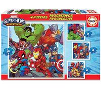 Educa - Marvel Super Heroe Adventures. 4 Puzzles progressifs Enfant. 12/16/20/25 pièces. +3 Ans. Ref. 18647