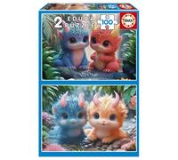 Educa Borrás – Set de 2 puzzles Monstres mignons – 2×100 pièces – 40×28 cm – Dès 6 ans