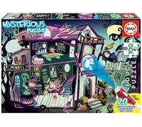 Educa - Mysterious Puzzles Junior. Maison Hantée. Puzzle Enfant 100 pièces. Inclus Feutre à Encre Invisible avec Lanterne Magique à ultraviolets. +6 Ans (18611)