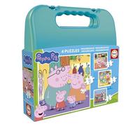 Educa - Peppa Pig | Lot de 4 Puzzles Enfants progressifs de 6 à 12 pièces présentés dans Une Fantastique Valise | Mesure approximative : 16 x 16 cm. Recommandé pour Les 3 Ans et Plus (20328)