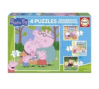 Educa Borrás – Lot de 4 puzzles progressifs Peppa Pig – 6 à 12 pièces – 16×16 cm