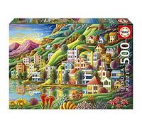 Educa - Port Caché Puzzle 500 pièces | Village Côtier Port Maisons Fleurs Méditerranée Paysage | 48 x 34 cm | Dès 11 Ans (19552)