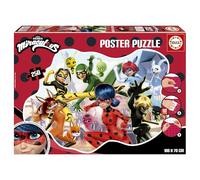Educa - Poster Puzzle Enfant de 250 pièces avec Une Forme extérieure particulière et de Grandes Dimensions : 100 x 70 cm | Ladybug. Contient Environ de la Colle Fix Puzzle (19970)