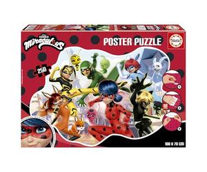 Educa - Poster Puzzle Enfant de 250 pièces avec Une Forme extérieure particulière et de Grandes Dimensions : 100 x 70 cm | Ladybug. Contient Environ de la Colle Fix Puzzle (19970)