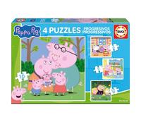 Educa Borrás – Lot de 4 puzzles progressifs Peppa Pig – 6 à 12 pièces – 16×16 cm