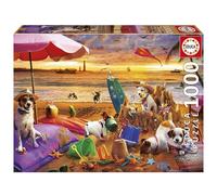 Educa - Puzzle 1000 pièces pour Adultes | Chiens Jouant sur la Plage. Dimensions : 68 x 48 cm. À partir de 14 Ans (20312)