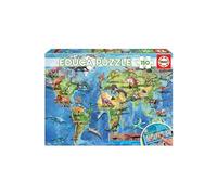 Educa Borrás – Puzzle Geopuzzles Mappemonde Dinosaures – 150 pièces