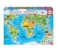EDUCA - puzzle 150 mappemonde monuments multicolore G