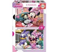 Educa - 2x20 Minnie | 2 Puzzles en Carton avec 20 pièces, Double départ | Mesure approximative de Chaque Puzzle: 28 x 20 cm | À partir de 3 Ans (19297)