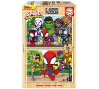 Educa Borrás – Puzzle en bois – Spidey et ses Amazing Amis – 2 puzzles de 25 pièces – Dès 3 ans