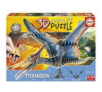 Educa - Puzzle 3D Pteranodon. Puzzle de créature, monté Votre Propre Dinosaure et Toit, 43 pièces de Carton recyclé épais, Images photoréalistes, de 5 Ans (19689)