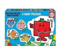 Educa Borrás – Puzzles bébé Monsieur Madame – Lot de 5 puzzles progressifs 3–5 pièces (19400)