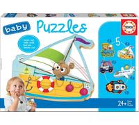 Educa Puzzle. Baby Puzzles 2 véhicules 2x2/2x3/4 Teile
