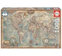 Educa - Puzzle - Carte Politique du Monde - 1000 Pièces 46 x 30 cm | À partir de 14 Ans (16764)