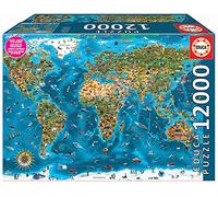 Educa Borrás – Puzzle en bois Merveilles du Monde 12 000 pièces Bleu XXL