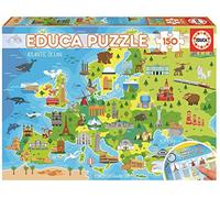 Educa - Puzzle de 150 pièces pour Enfants | Carte d'europe. avec ce Puzzle, Ils découvriront Les Principaux Monuments d'europe dans Chaque Pays. Recommandé à partir de 6 Ans (18607)