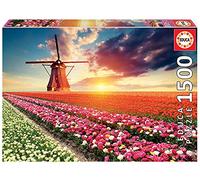 Educa Borrás Puzzle 1500 pièces Champs de Tulipes pour adultes – comprend Fix Puzzle Tail (18465)