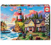 Educa - Puzzle de 3000 pièces pour Adultes | Phare Près de l'Océan. Mesure: 120 x 85 cm | Comprend Un Service de pièce Perdue au Stock d'échappement | À partir de 14 Ans (18507)