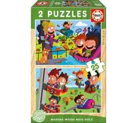 EDUCA Puzzle en bois Au parc d'attractions 2x25 pièces