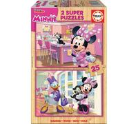EDUCA Puzzle en bois Minnie 2x25 pièces