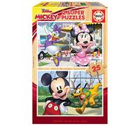 Educa - Puzzle Enfants 2x25 Mickey & Friends, Puzzle pour Enfants. Casse-tête pour Développement, Agilité et Amusement Les garçons et Filles. Super Puzzles Bois Disney (18876)
