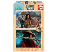 Educa - Puzzle Enfants 2x50 Bois Raya Et Le Dernier Dragon, Puzzle pour Enfants. Casse-tête pour Développement, Agilité et Amusement Les garçons et Filles. Super Puzzles Bois Disney (18879)