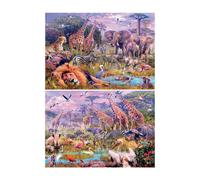 EDUCA Puzzle Panorama animaux sauvages 2x100 pièces