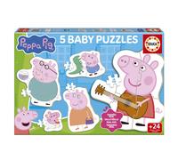 Educa Borrás - Lot de 5 puzzles progressifs bébé Peppa Pig - 3 à 5 pièces - Dès 2 ans (20319)