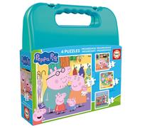 Educa Borrás – Puzzles Peppa Pig, lot 4 progressifs 6–12 pièces, valise 16×16 cm, dès 3 ans