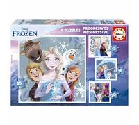Educa Borrás – Lot de 4 puzzles progressifs Frozen – 12–25 pièces, 16x16 cm – dès 3 ans (19735)
