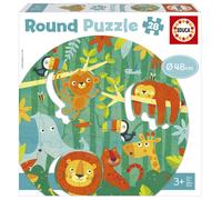 Educa Ronde junglepuzzel voor kinderen, diameter 48 cm, 28 delen en 3 afneembare