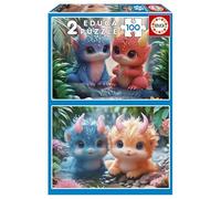 Educa - Set de 2 Puzzles pour Enfants avec 100 pièces. Monstres adorables. Dimensions : 40 x 28 cm. Recommandé à partir de 6 Ans (20224)