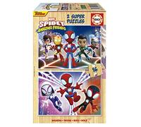 Educa - Spidey & Amazing Friends | Ensemble de 2 Puzzles en Bois avec 16 Morceaux chacun et Gros Morceaux | Mesure : 26 x 18 cm | +3 Ans (19579)