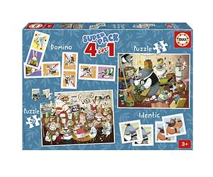 Educa - Superpack Forest Tales by Kasandra 4 en 1 | Coffret Jeux Enfants : 2 Puzzles 25 et 50 pièces, Domino 28 pièces, Jeu Mémoire 28 Cartes | Illustrations Kasandra | Dès 3 Ans (19688)