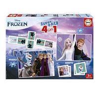 Educa - Superpack Frozen | Jeux de société pour Enfants tels Que Domino, identique et 2 Puzzles de 25 et 50 pièces, Plusieurs possibilités de Jeu pour Jouer Seuls ou accompagnés, de 3 Ans (19737)