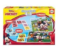 Educa Borrás Pack de jeux Superpack Mickey & Friends – Domino, Identic, 2 puzzles – Dès 3 ans