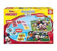 Educa Borrás Pack de jeux Superpack Mickey & Friends – Domino, Identic, 2 puzzles – Dès 3 ans