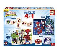 Educa - Superpack Spidey & Friends | Jeux de société et Puzzles pour Enfants: Domino, identique à 28 Cartes et 2 Puzzles de 25 et 50 pièces. Jeu pour Enfants Pendant 3, 4 et 5 Ans (19682)