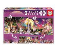 Educa Borrás Puzzle Triptyque 2x100 Fairy panoramique – 2x100 pièces, 40 x 28 cm, dès 6 ans