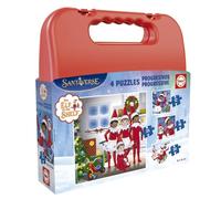Educa - Valise 4 Puzzles progressifs The Elf on The Shelf Enfant Jouet | Quatre puzzles progressifs dans une valise avec l'elfe de Noël, cadeau pour les premiers âges, à partir de 3 ans (20862)